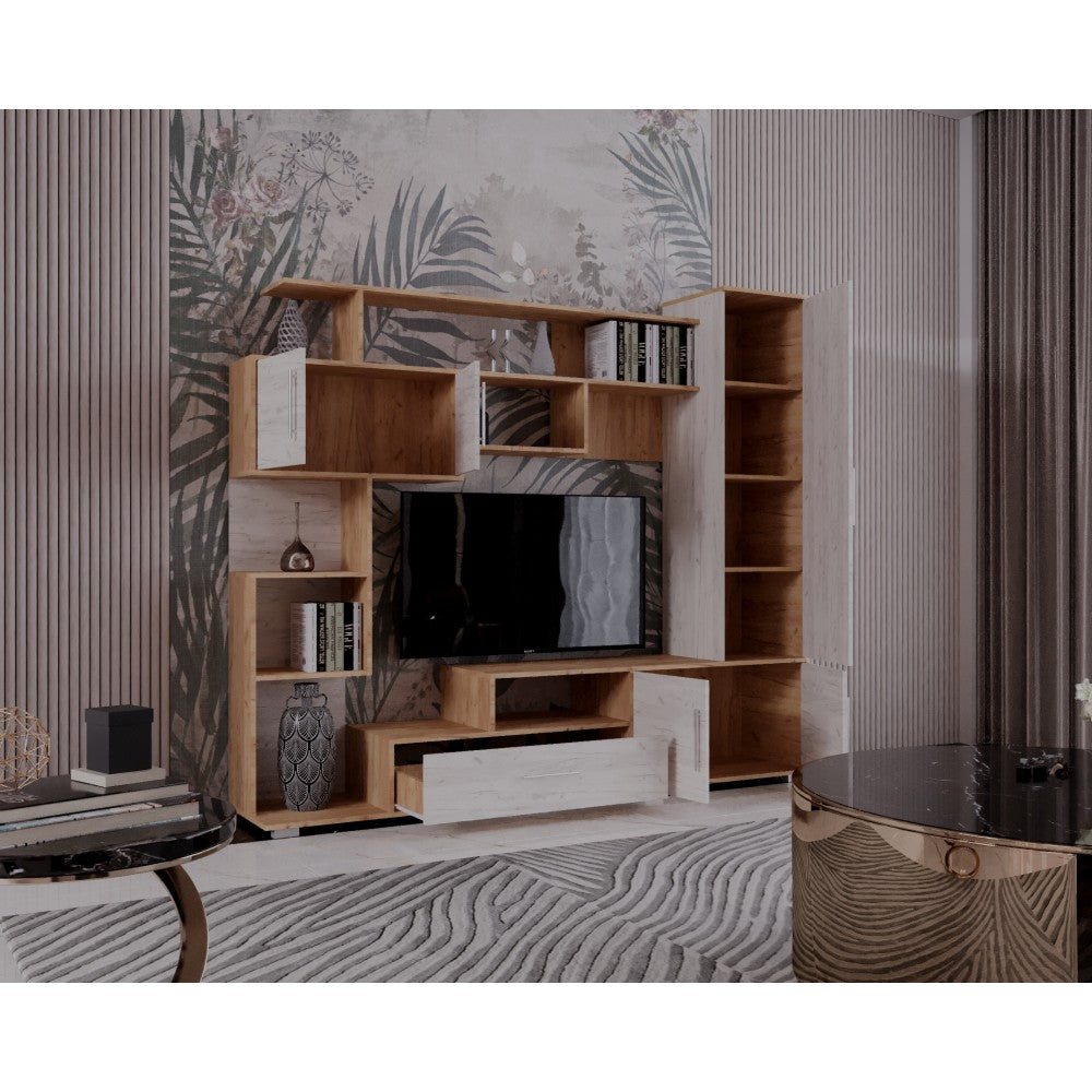 Set mobila living Pekin ro 210x40x179 cm, k003/k001 stejar