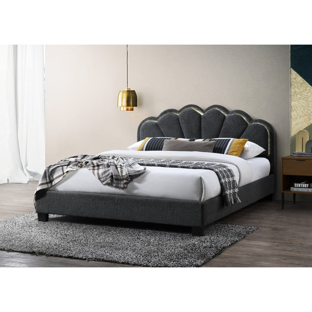 Pat tapitat Comfort 2 cu LED Gri 140X200