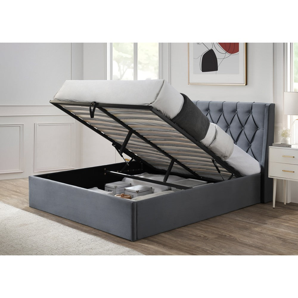 Pat tapitat Prestige 1spatiu de depozitare Gri 180x200