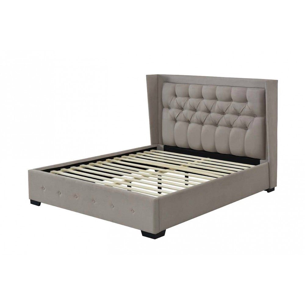 Pat tapitat Roma suport saltea inclus Gri 160x200 cm