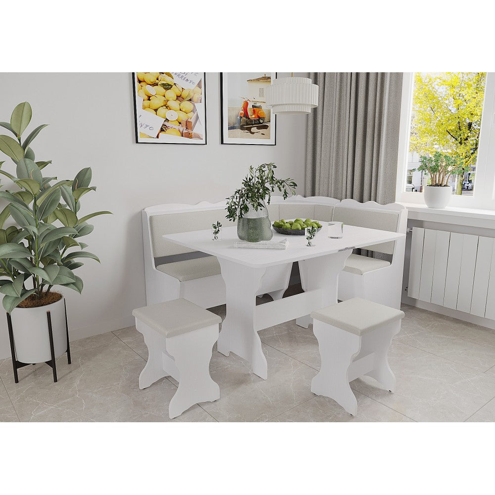 Set coltar bucatarie Rodos, Alb (Nimfa) + Fildes