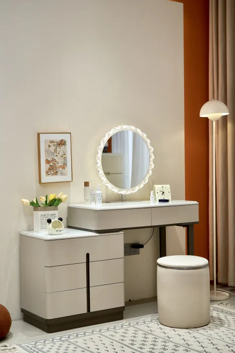 Set Masa machiaj Glam 140x40x135cm MDF+LED