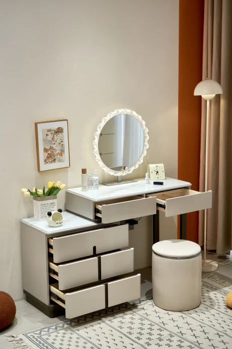 Set Masa machiaj Glam 140x40x135cm MDF+LED